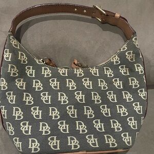 Dooney & Bourke Cream and Brown Logo Hobo Bag